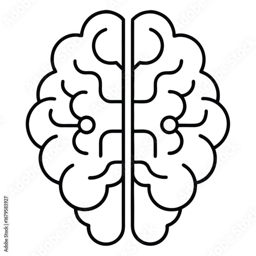 Line art of a human brain with a network and connections, representing artificial intelligence.

