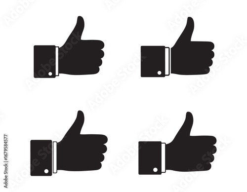 Thumbs Up Icons A Versatile Set of Like Symbols for Digital Communication and Positive Endorsement of Content
