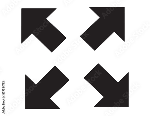 Expand Arrows Illustration Featuring Four Arrows Pointing Outward Symbolizing Enlargement and Extension for Visual Clarity and Representation
