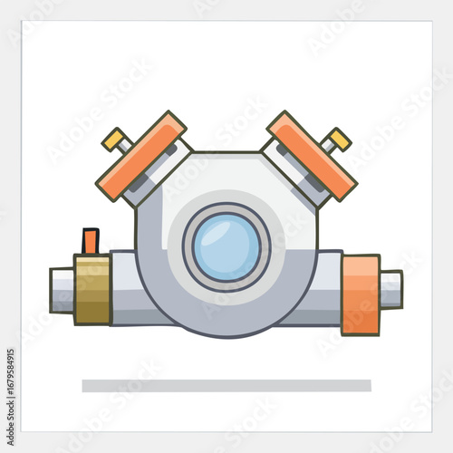 Flat vector icon of a carburetor, a key engine component for the vehicle fuel system. Clean outline illustration isolated on a neutral background