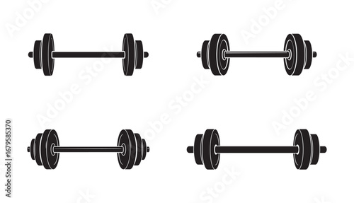 A Collection of Dumbbell Illustrations Depicting Different Weights and Styles for Fitness, Exercise, and Strength Training Concepts