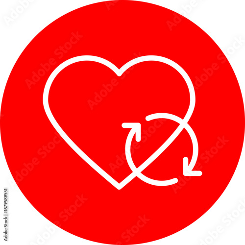 Health Recovery Vector Line White Circle Red Icon Design