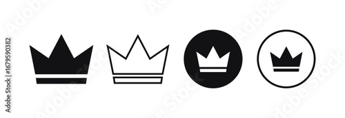 King or queen crown icon set on a white background. Vector illustration