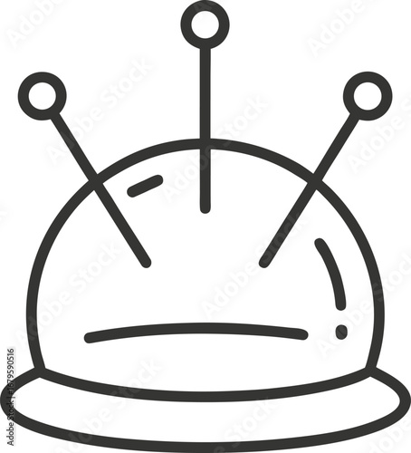 Outline icon of a pincushion on a transparent background