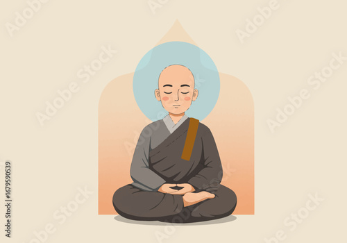 Meditating Monk: A Journey to Inner Peace and Mindfulness.