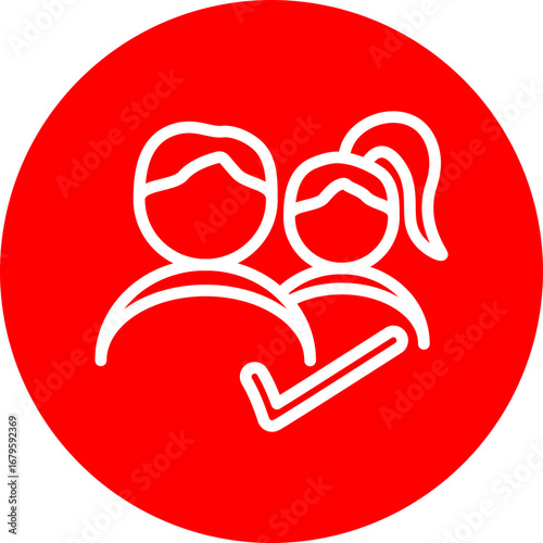 Follower  Vector Line white Circle Red Icon Design