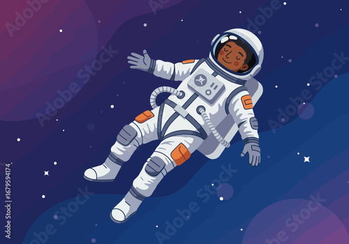 Astronaut Floating in Space Illustration.
