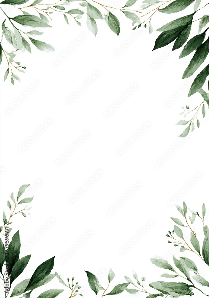 Naklejka premium Elegant Certificate with Botanical Laurel Leaf Corners on Pristine White Background, Editable Template