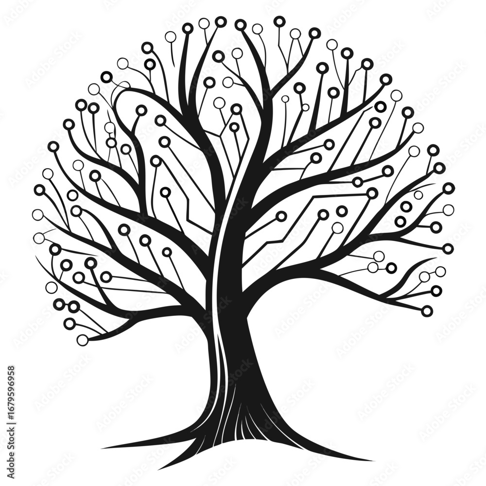 Obraz premium Circuit board tree illustration for technology