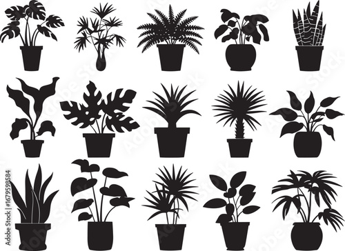 A vector illustration set of tropical palm tree silhouettes with a black and white floral design for summer decoration