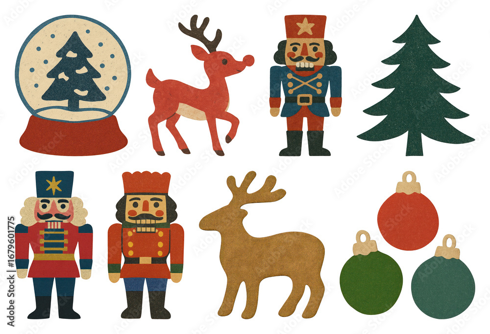 Fototapeta premium PNG Festive holiday-themed decorative elements, element set on transparent background