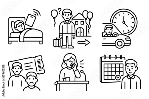 Illustration of a male character facing life decisions and different scenarios