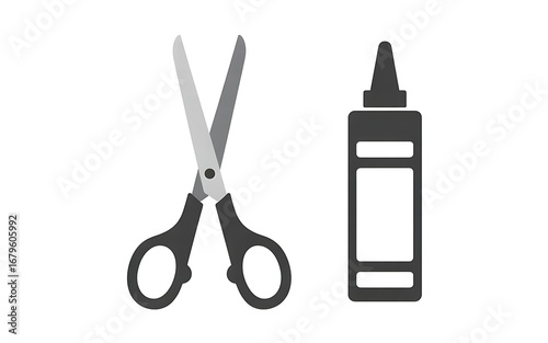 Scissors and glue isolated on white