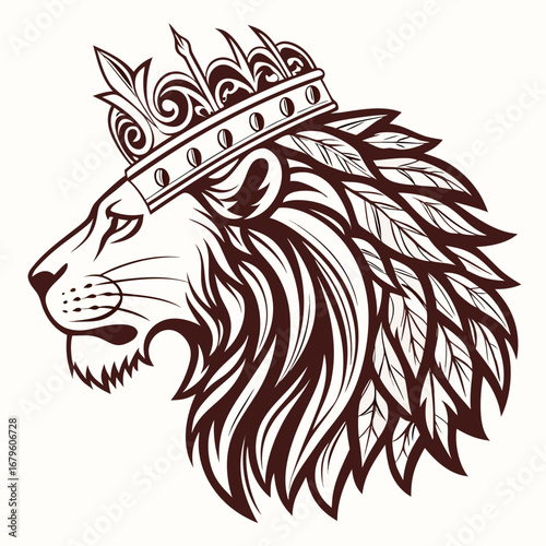 Wild tribal animal head tattoo art with a silhouette of a wolf and a lion, a powerful black vector design