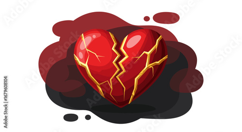 Broken Heart with Golden Cracks.