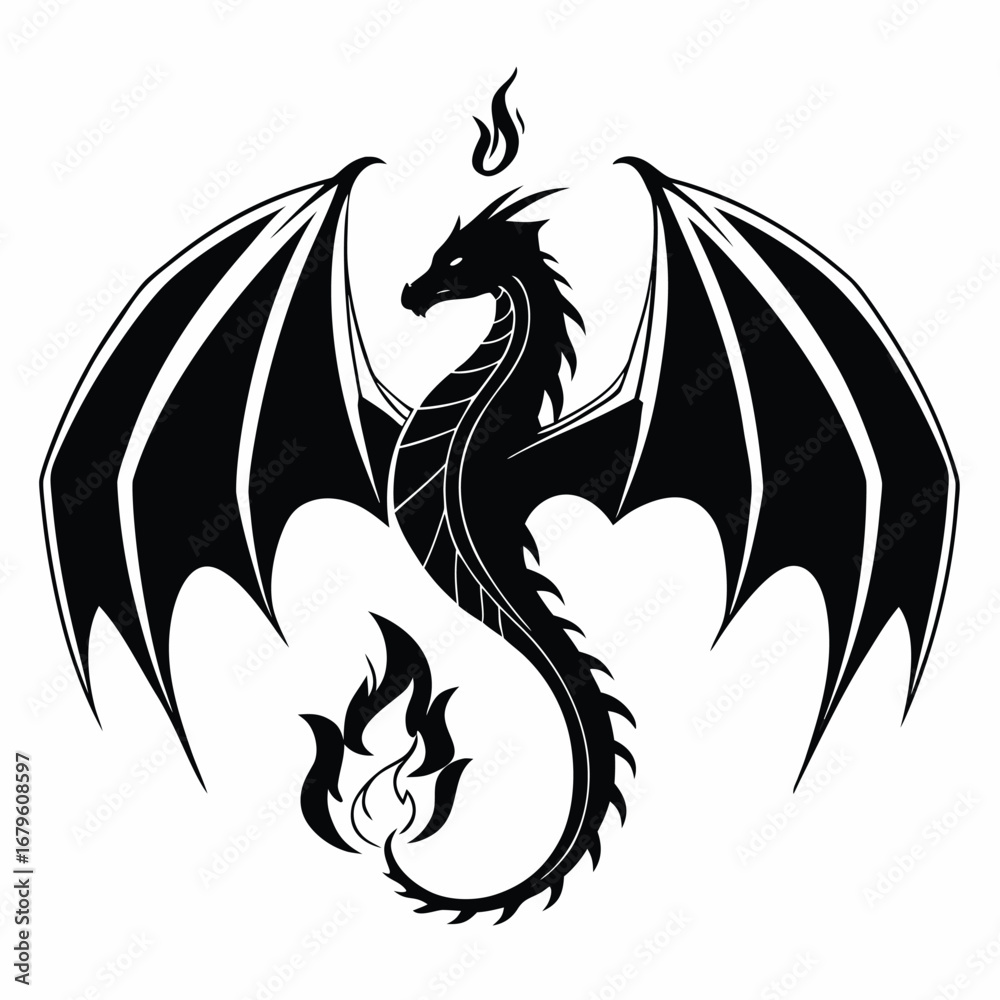 Obraz premium Dragon wings glowing around shattered flame silhouette