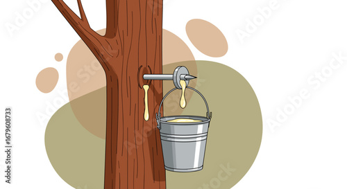 Rubber tree tapping for latex collection.