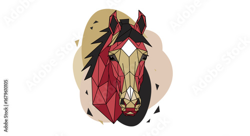 Geometric Horse Head Vector Illustration with Abstract Background.