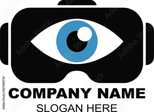 Innovative Virtual Reality Headset Design with a Striking Eye Symbol for Future Technology