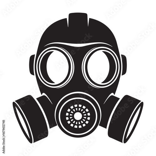 Gas mask vector. Gas mask icon sign vector illustration design. Vector black silhouette. with white background