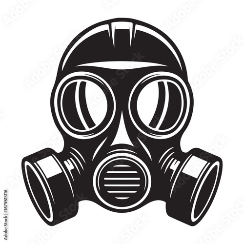 Gas mask vector. Gas mask icon sign vector illustration design. Vector black silhouette. with white background