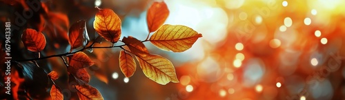Golden Autumn Leaves Illuminated by Sunlight During a Tranquil Afternoon