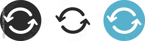 Sync arrows icon set, circular loop symbol vector, reload update icon design for web interface, modern rotation sign in flat styles