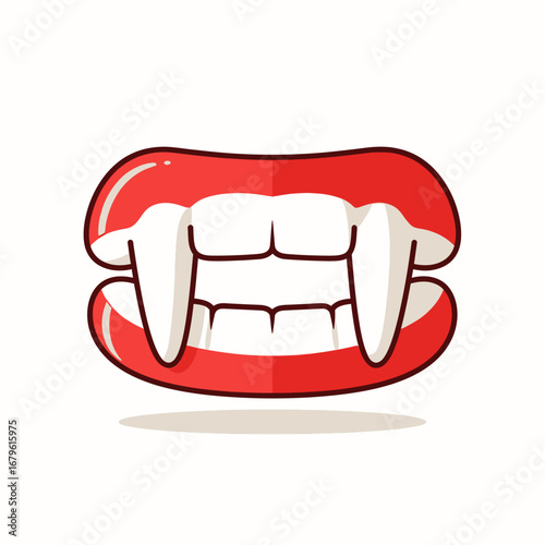Illustration of a vampire's mouth with sharp fangs, perfect for Halloween