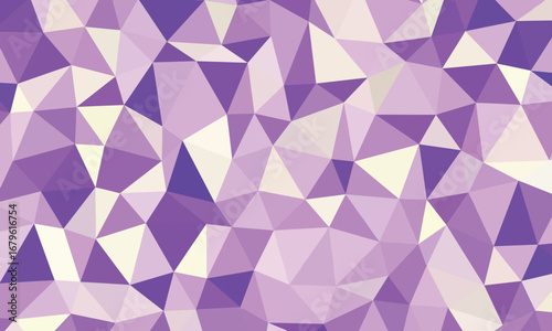 Geometric Low Poly Abstract Background with Shades of Purple and Cream Colors