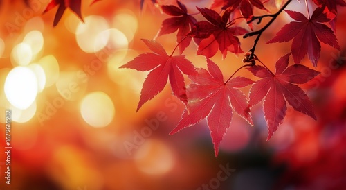 Vibrant Autumn Leaves Shimmer in Golden Sunlight During Late Afternoon in a S...