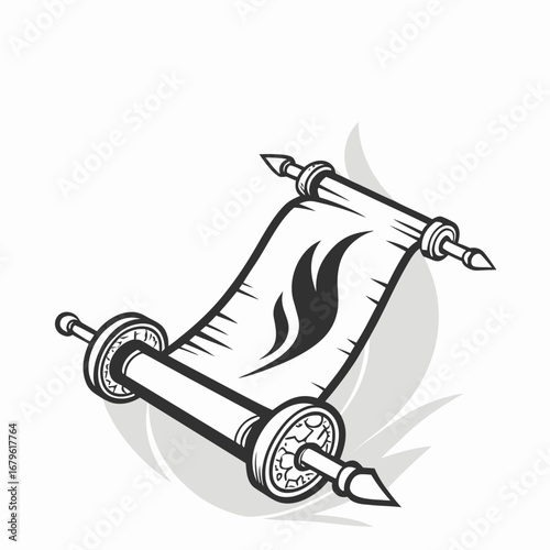 Ancient scroll glowing inside frozen flame silhouette