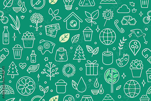 Vibrant collection of eco-friendly and nature inspired icons showcasing sustainability, growth, and environmental care in a modern, clean design perfect for green initiatives
