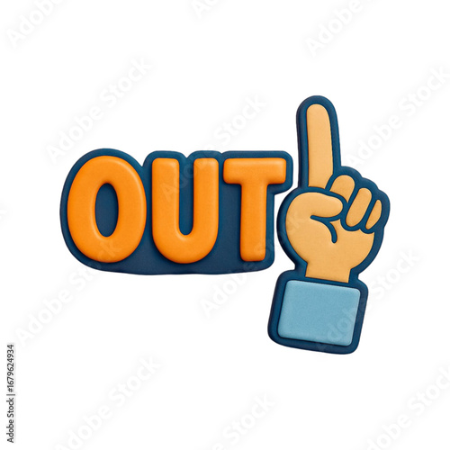 Orange foam finger with out word isolated on transparent background