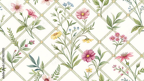 Floral watercolor pattern repeating design for backgrounds textile and surface design seamless style art