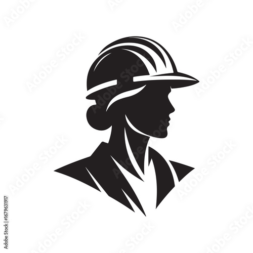 construction worker vector silhouette clip art logo design illustration. construction tools with worker icon set collections