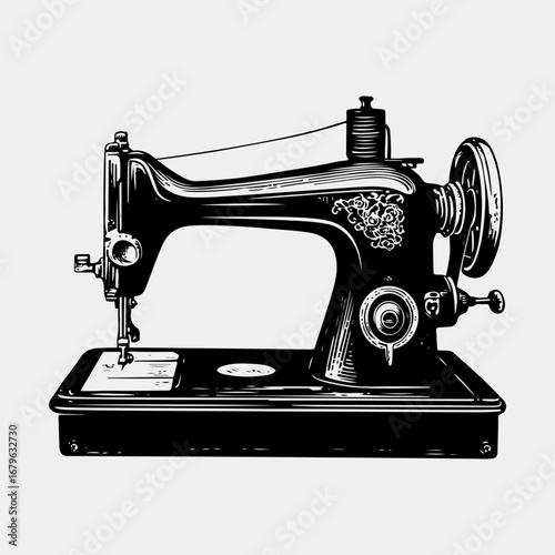 Sewing Machine Simple Icon Graphic Ornament, Sewing Art Vector Black Icon Symbol Illustration Cloth