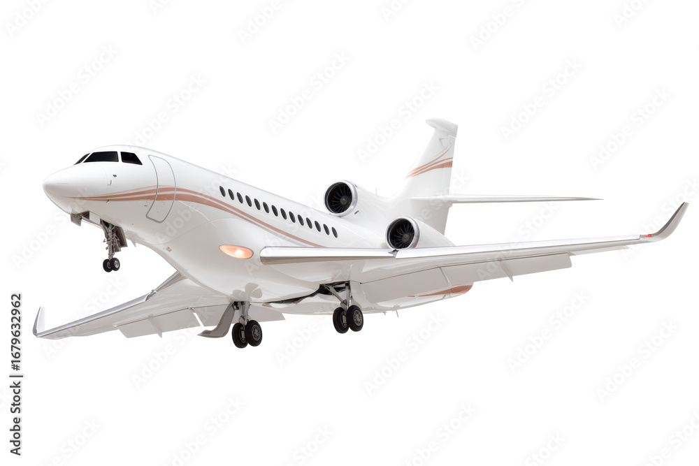 Fototapeta premium White Business Jet on Transparent Background