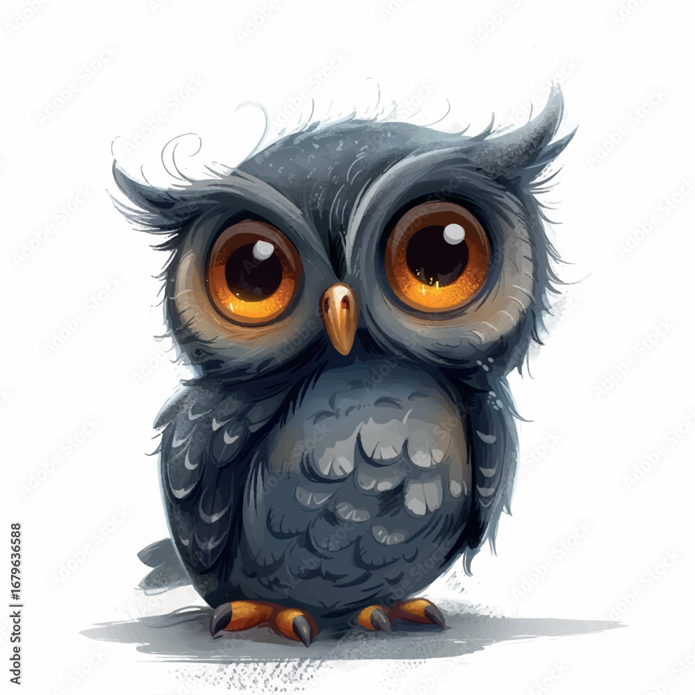 Obraz premium cute, drawing, owl, cartoon, bird, animal, vector, design, illustration, character, isolated, art, graphic, forest, adorable, wild, happy, card, nature, wildlife, children, fun, wise, background, kids