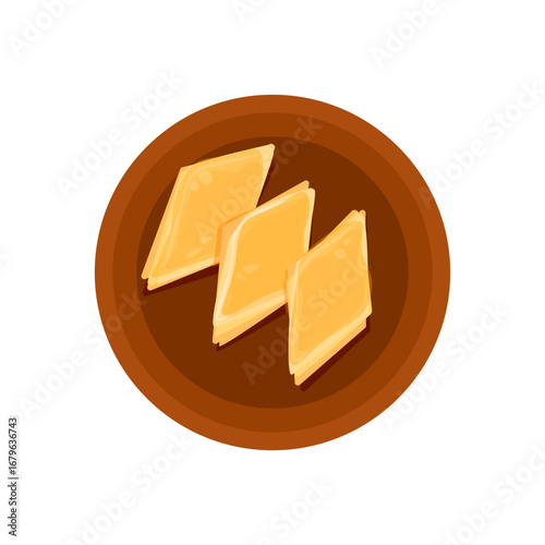 Baklava is a traditional sweet of Maghrebi cuisine, cut into diamond shapes on a round traditional clay plate.