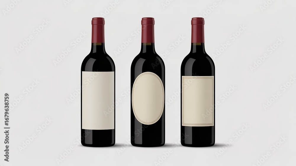 Fototapeta premium Elegant Wine Bottle Mockup with Blank Labels