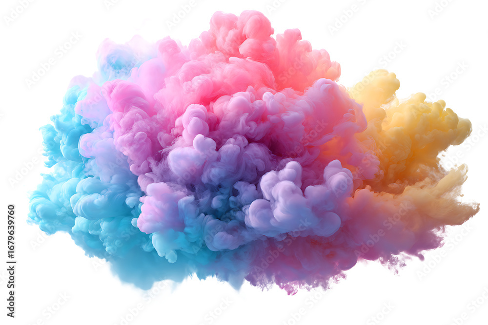 Fototapeta premium Abstract Pastel Color Smoke Explosion, isolated on a transparent background.