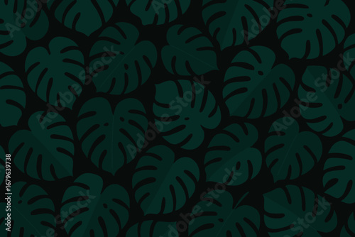 Dark tropical leaf pattern with intricate details evokes a lush, exotic atmosphere ideal for backgrounds and designs