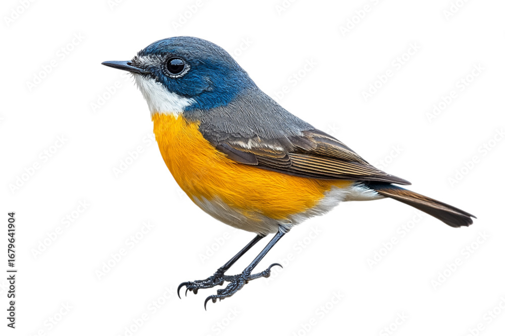 Obraz premium Small blue and orange bird isolated on transparent background