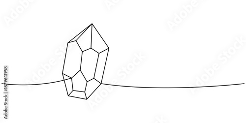 Crystal one line continuous drawing. Precious crystal. Vector illustration