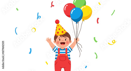 Joyful Celebration: A Young Person's Enthusiasm On a Birthday Amidst Decorations.