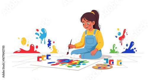 Joyful Child Artistic Endeavour Depicting Colorful Creations and Creative Expressions