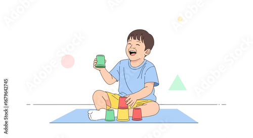 Joyful Child Assembling Cups for Play, Pure Unadulterated Fun and Early Childhood