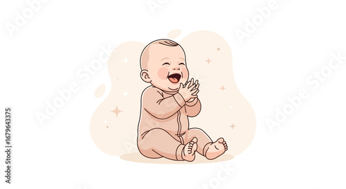 Joyful Infant Laughter Illustration Depicting Blissful Babyhood And Delightful Childhood Moments