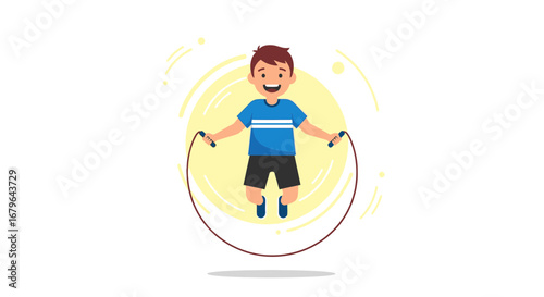 Joyful Child Energetically Jumping Rope For Fitness in a Playful Style
