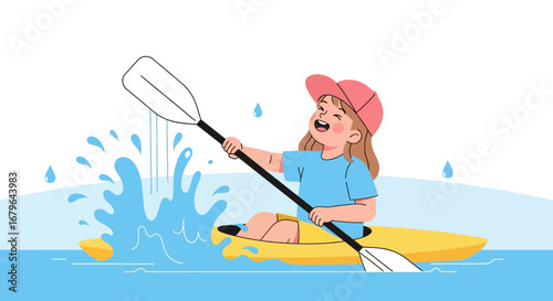 Joyful Kayaking Adventure On The Water, Fun And Excitement With Splashing